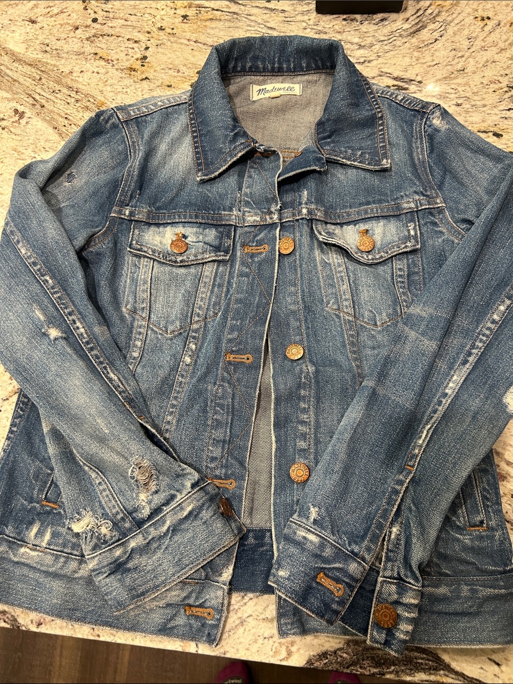Madewell XS women’s Blue Distressed Denim Jacket